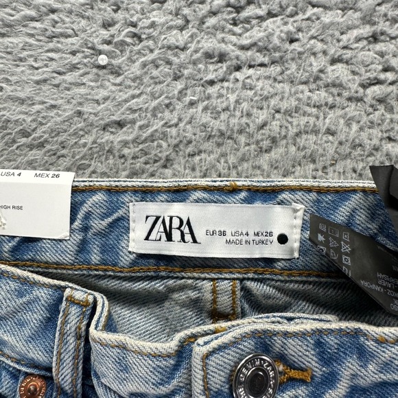 Zara Jeans Womens Size 4 Blue Light Wash Cotton 90's Full Length Split Hem - Picture 3 of 11